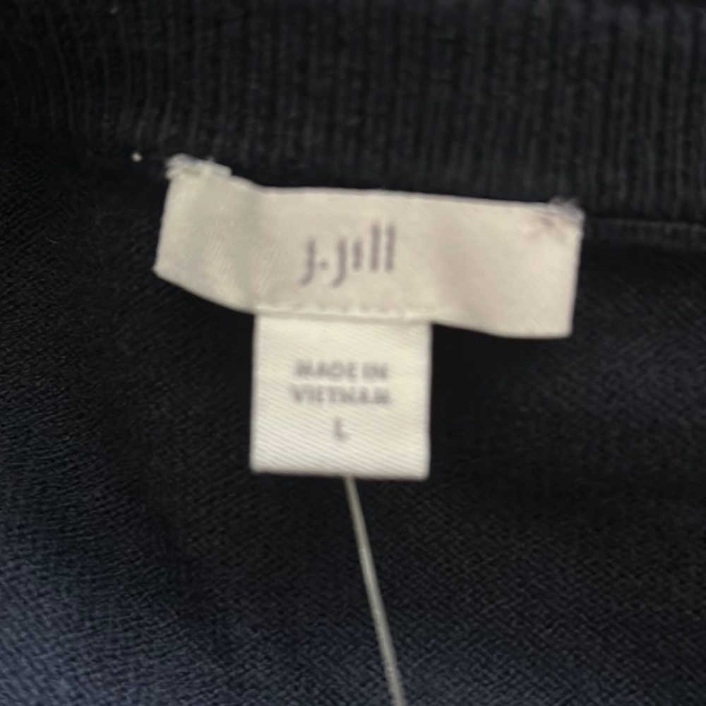 J. Jill Knit Dress NWT Navy Blue Simple ribbed detail at neck, wrist and hem L - Picture 7 of 13